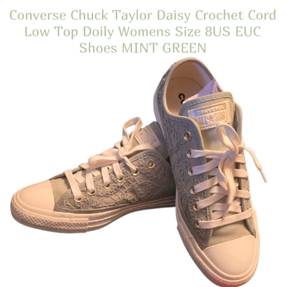 Converse Women's Mint Green Lace Low Top Sneakers Shoes Chucks 8US EUC Near Perf